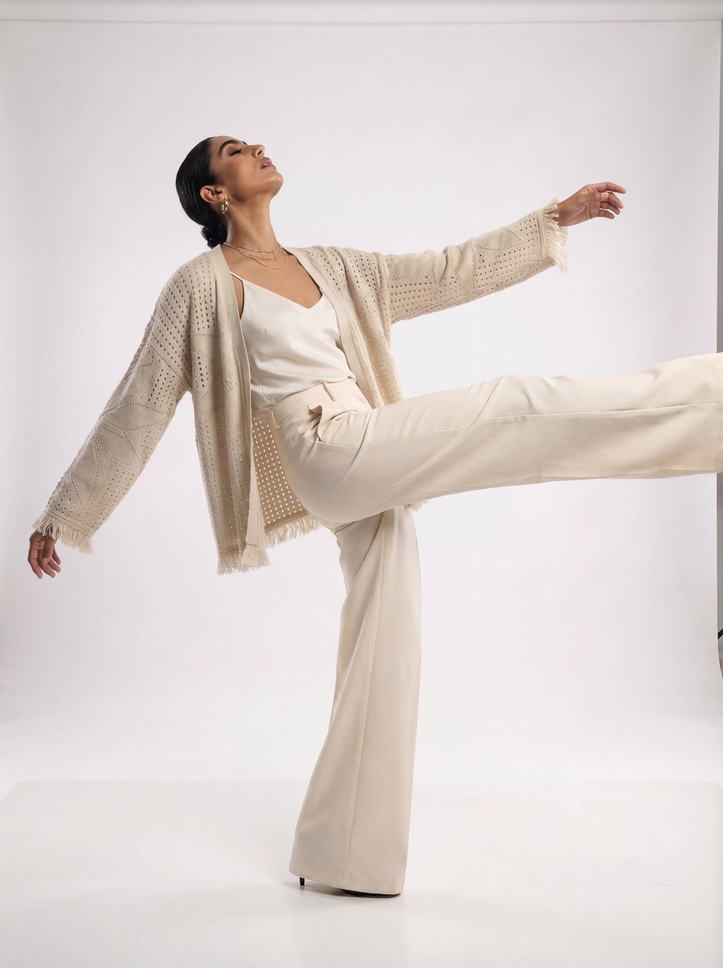 Light Beige Knit Cardigan