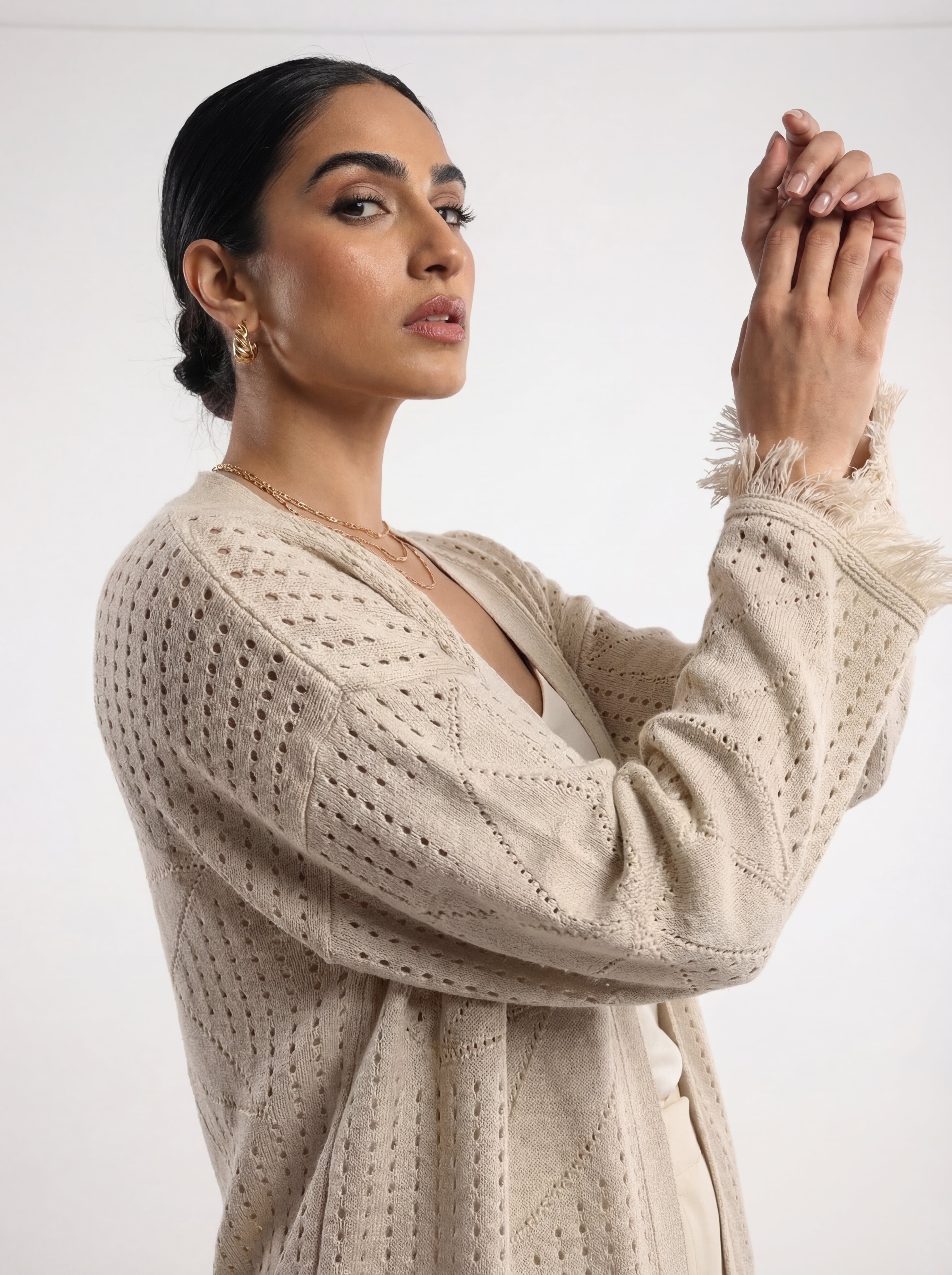 Light Beige Knit Cardigan