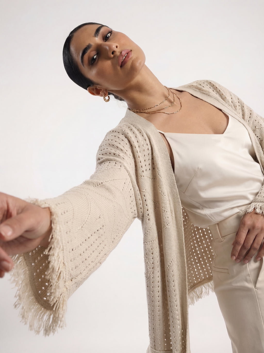 Light Beige Knit Cardigan