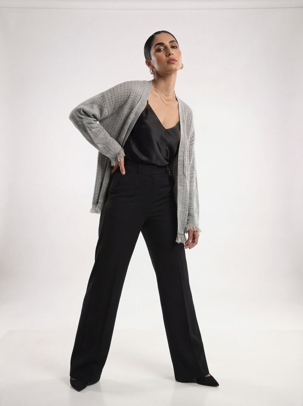 Gray Knit Cardigan