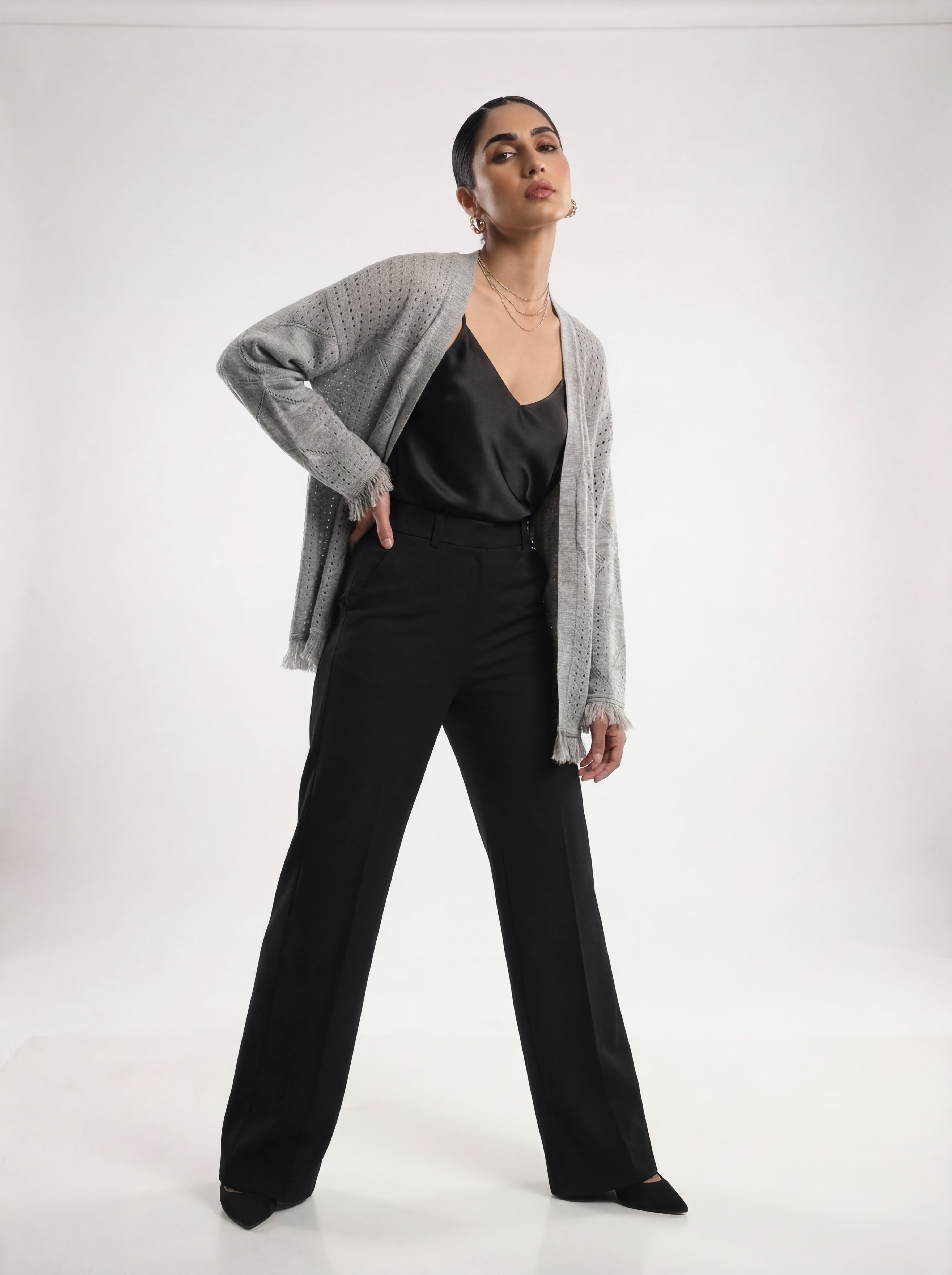 Gray Knit Cardigan