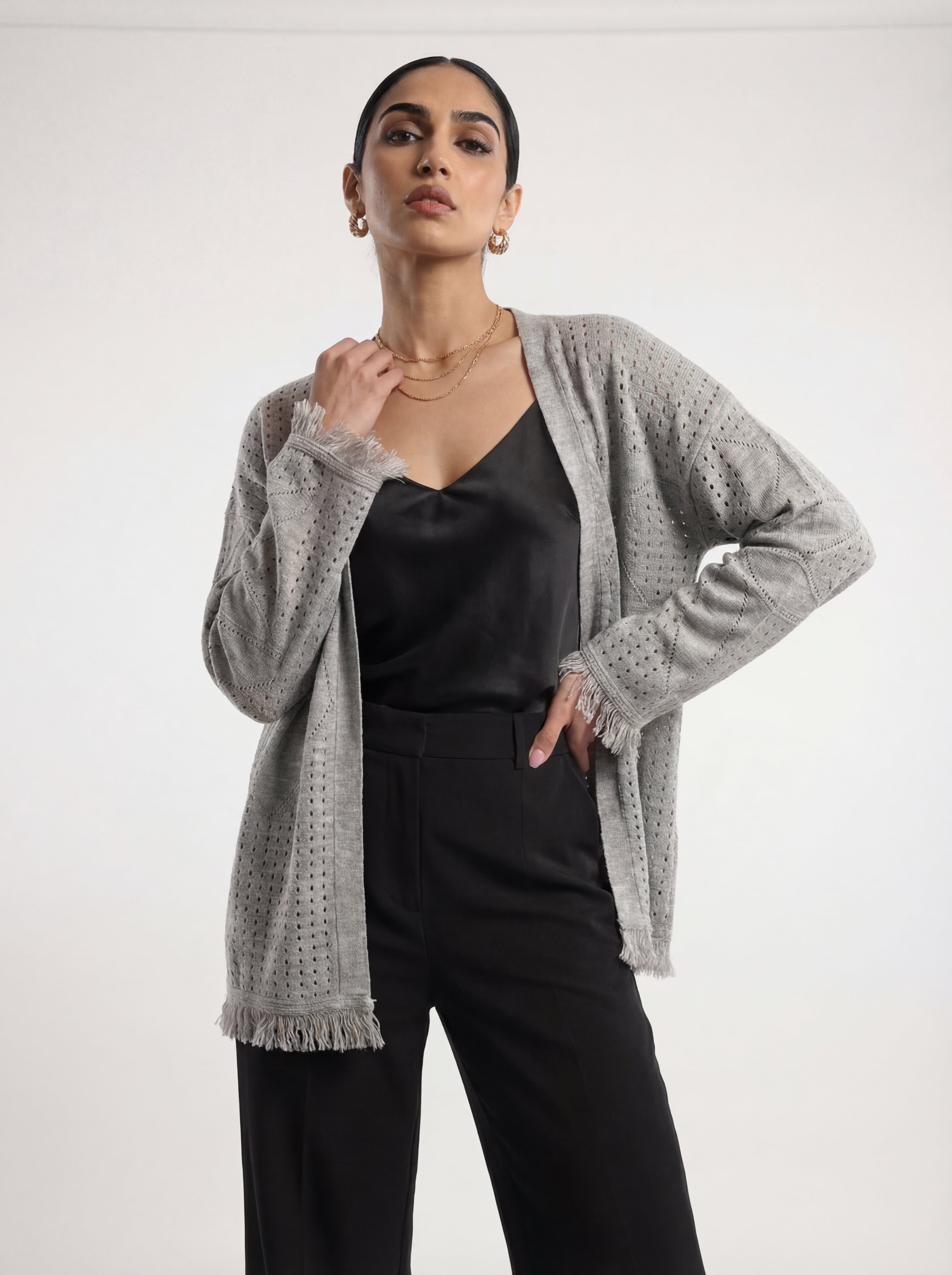 Gray Knit Cardigan