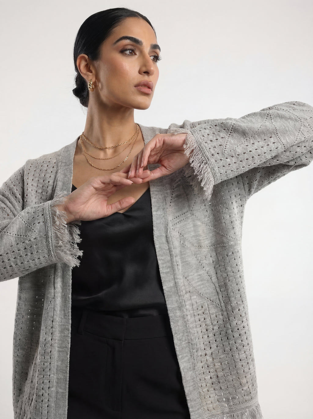 Gray Knit Cardigan