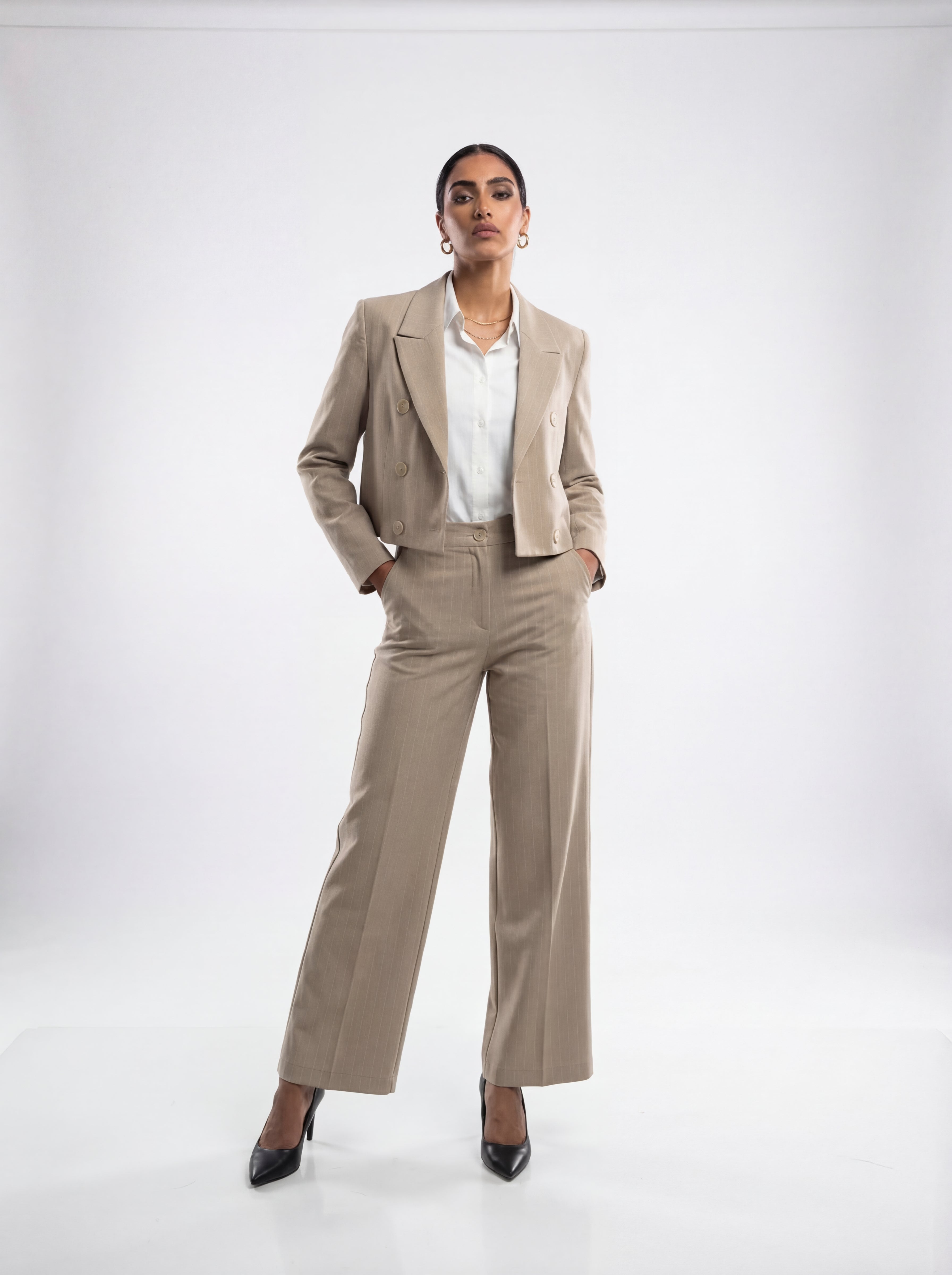 Beige Cropped Blazer