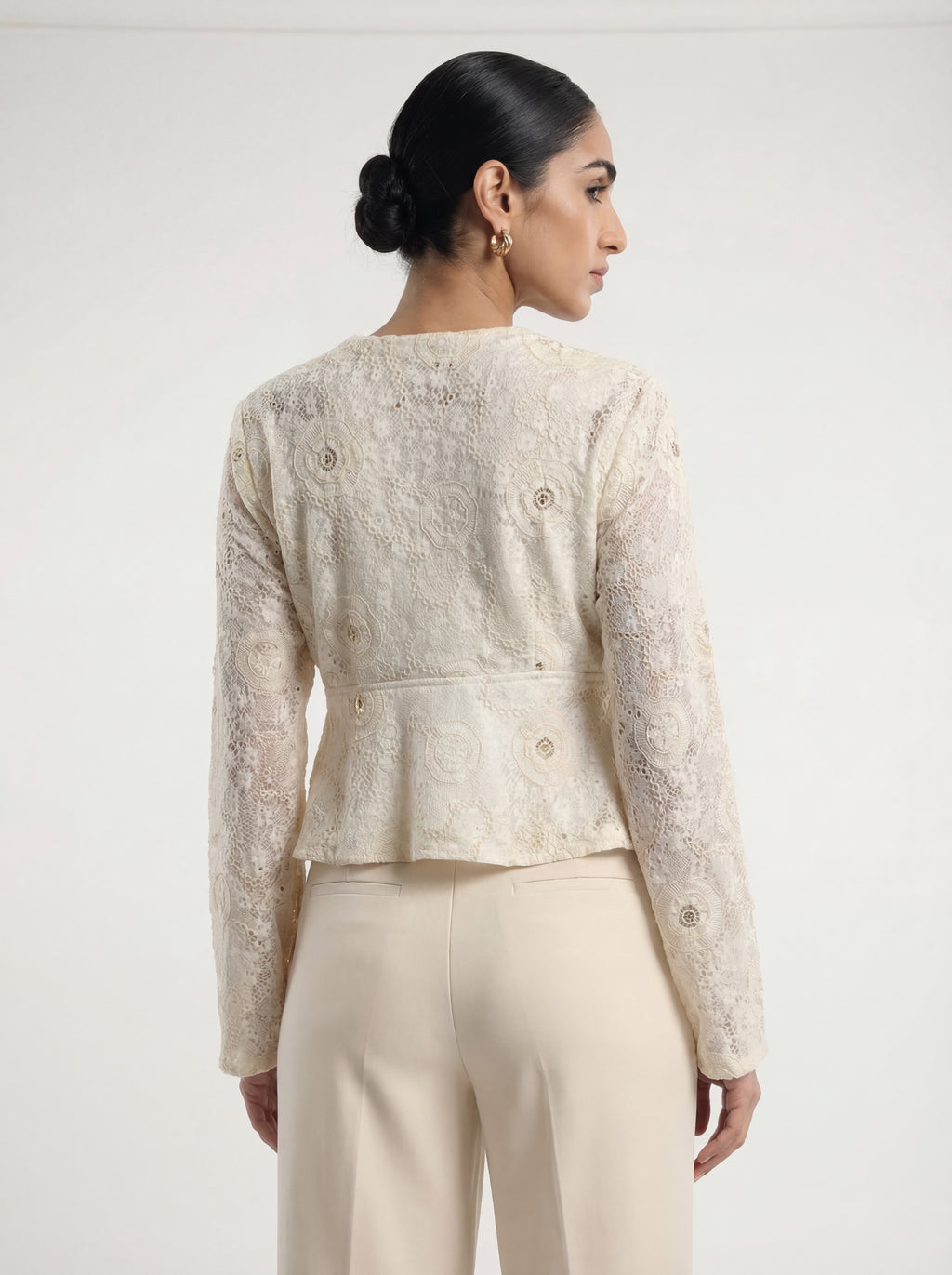 Off-White Embroidered Crop Blouse