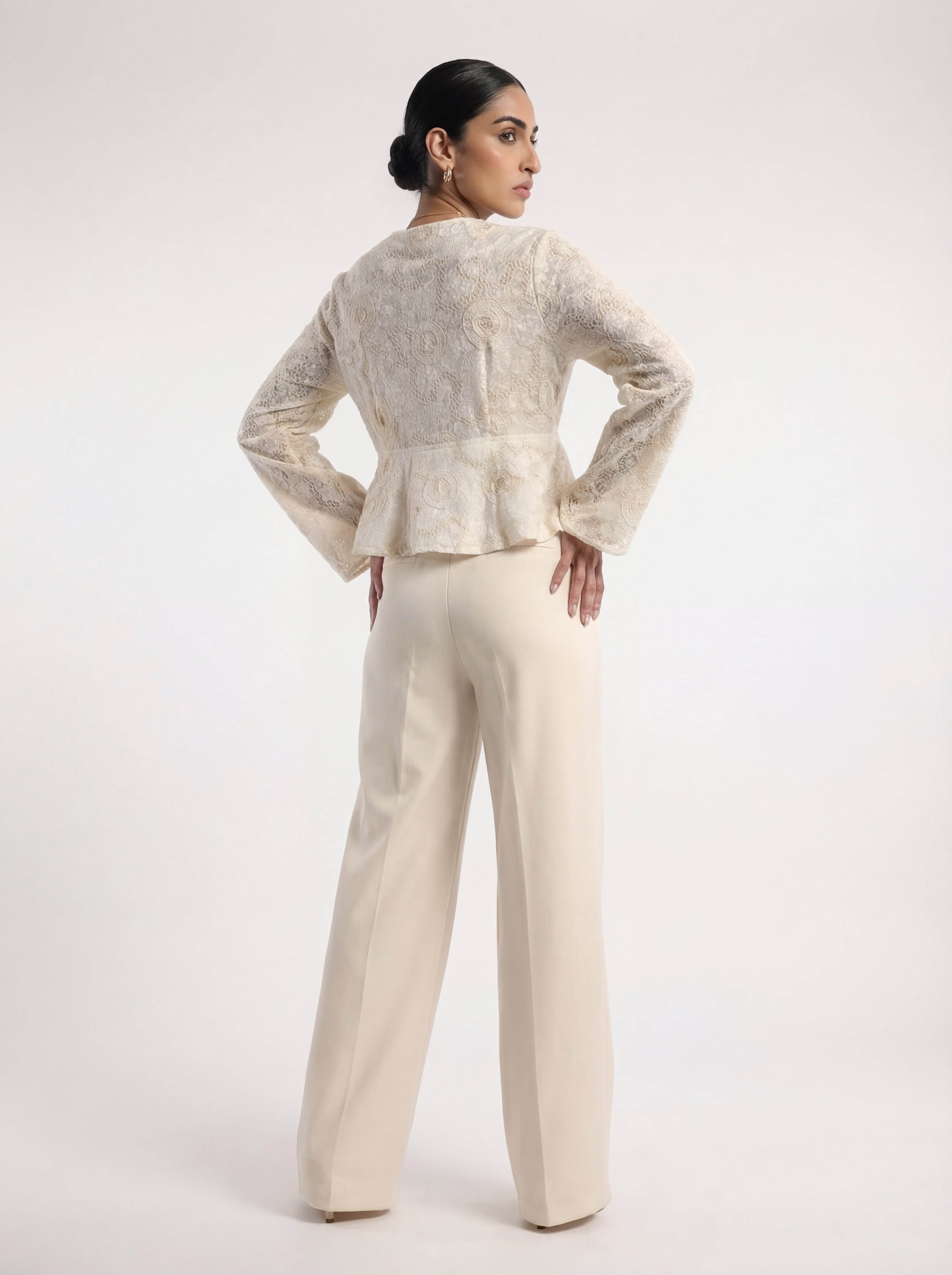 Off-White Embroidered Crop Blouse
