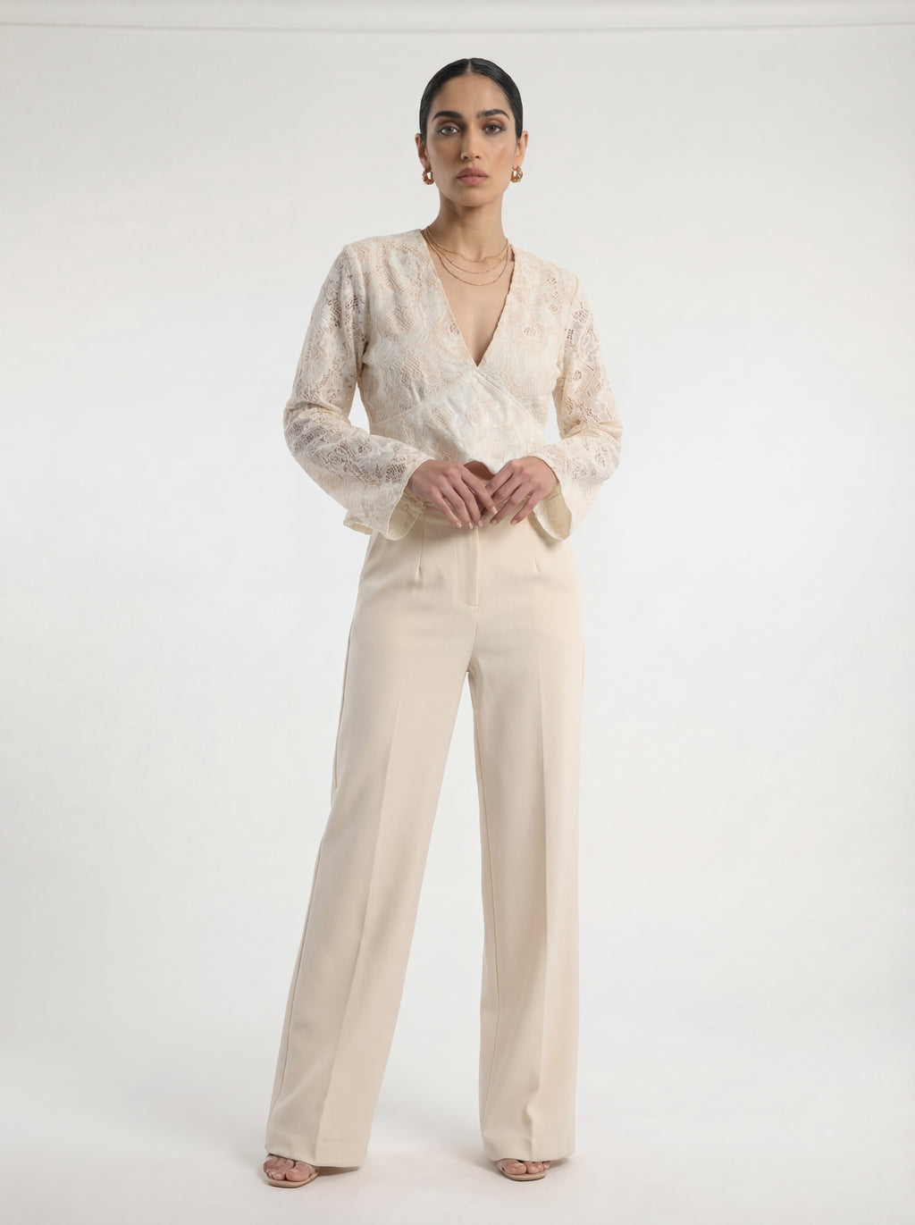 Off-White Embroidered Crop Blouse