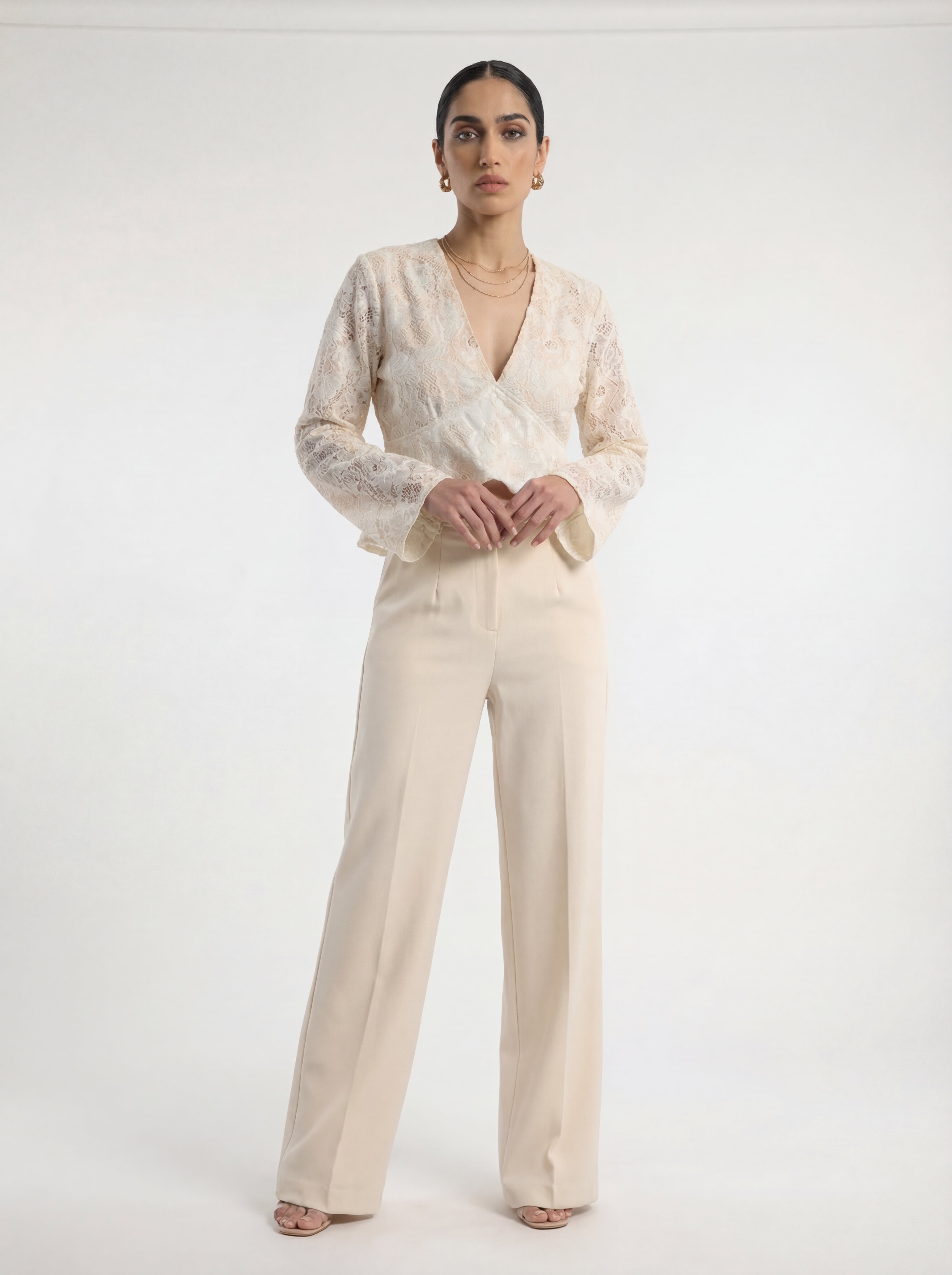 Off-White Embroidered Crop Blouse
