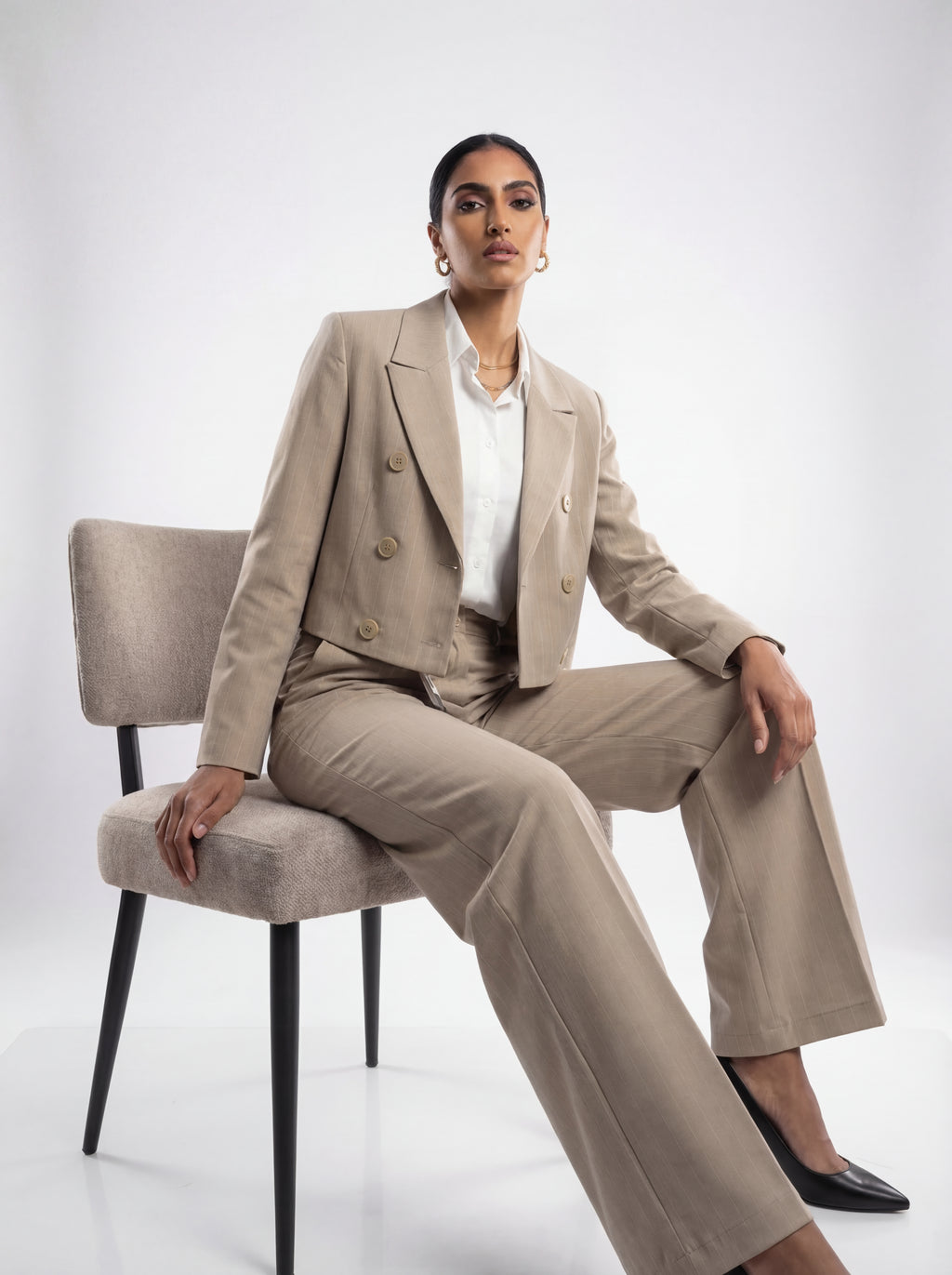 Beige Cropped Blazer
