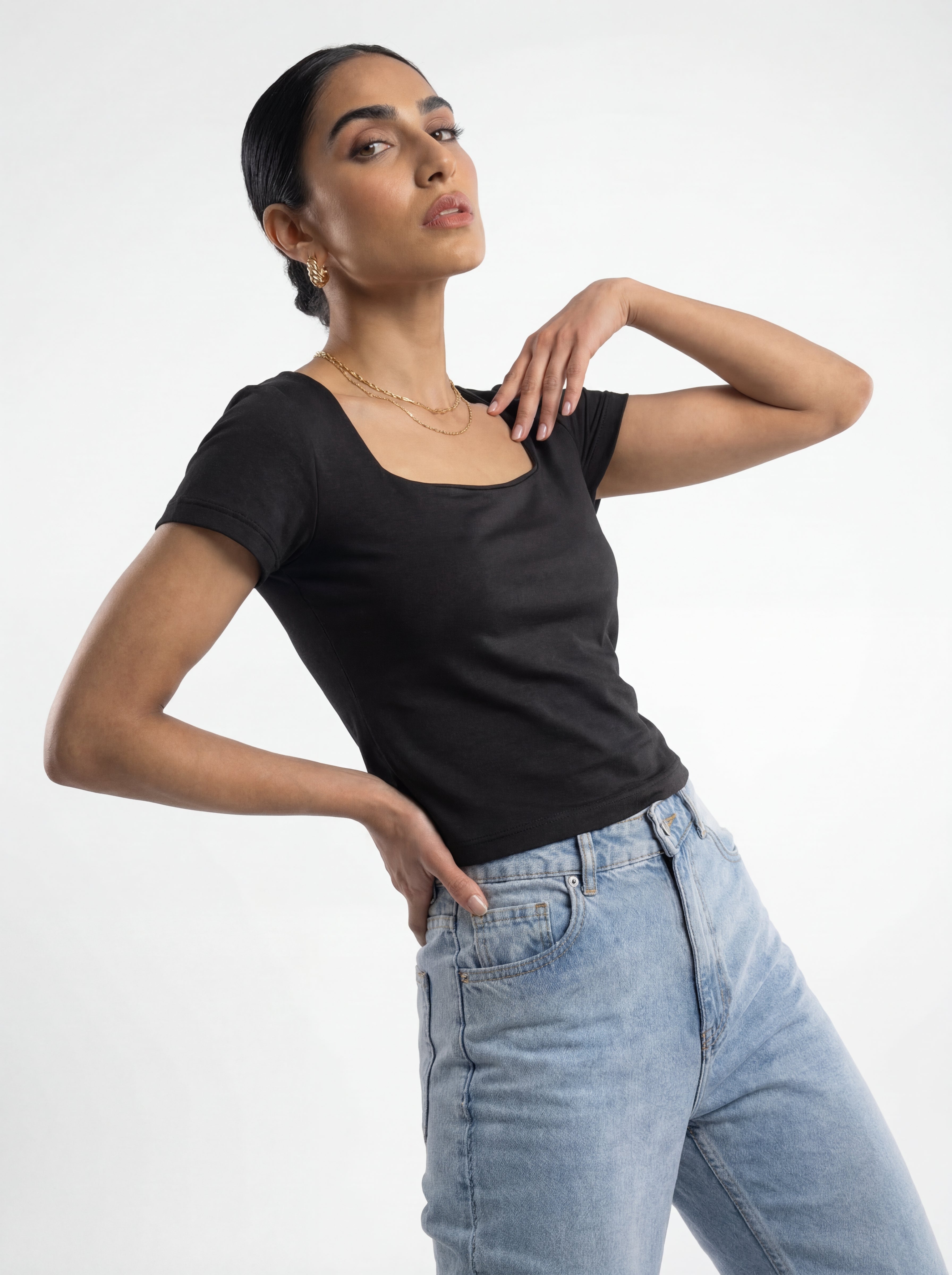 Black Short Sleeve Blouse