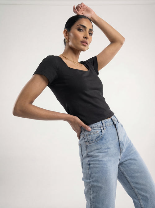 Black Short Sleeve Blouse