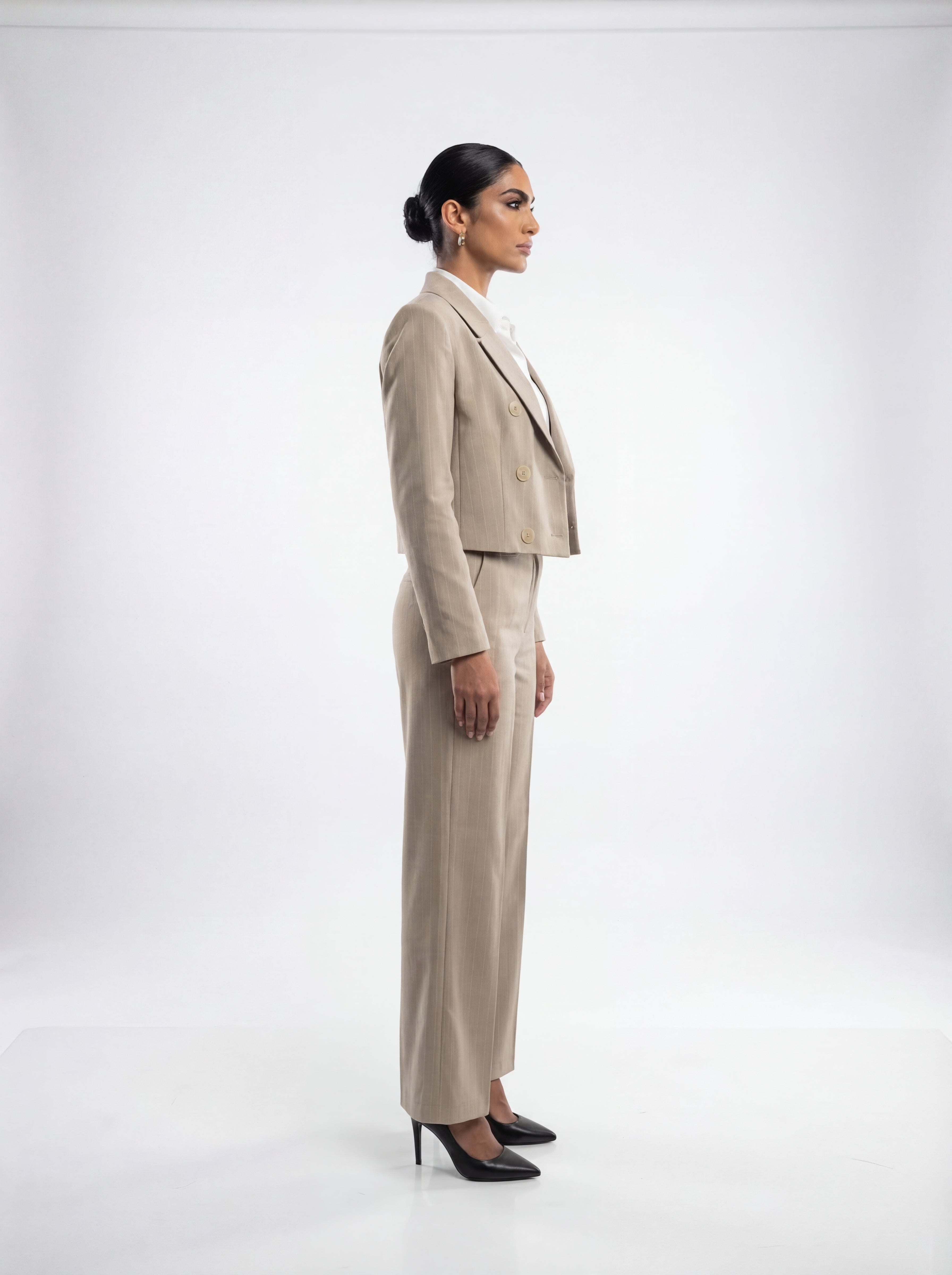 Beige Wide-Leg Pants